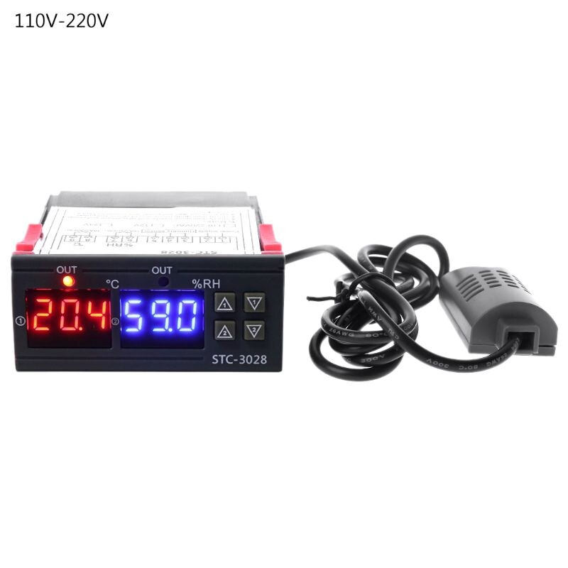 Digital Temperature and Humidity Controller Thermostat and Humidistat Double Display AC 110V 220V DC 12V 24V 10A