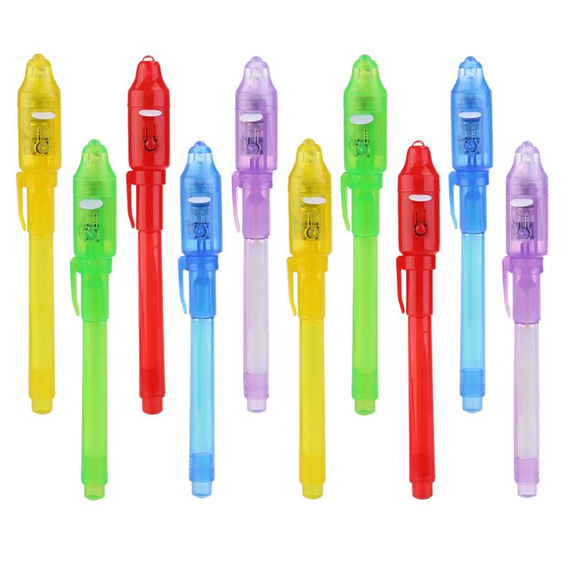 Stylo Invisible de couleur claire pour enfants, outil d'écriture drôle, couleur mixte, 10 pièces