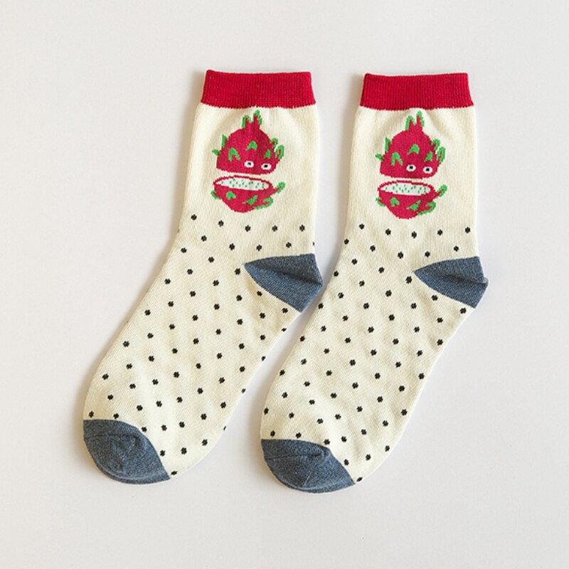 Striped Avocado Food Women Socks Lovely Jacquard Fruit Socks Female Girls Cotton Socks