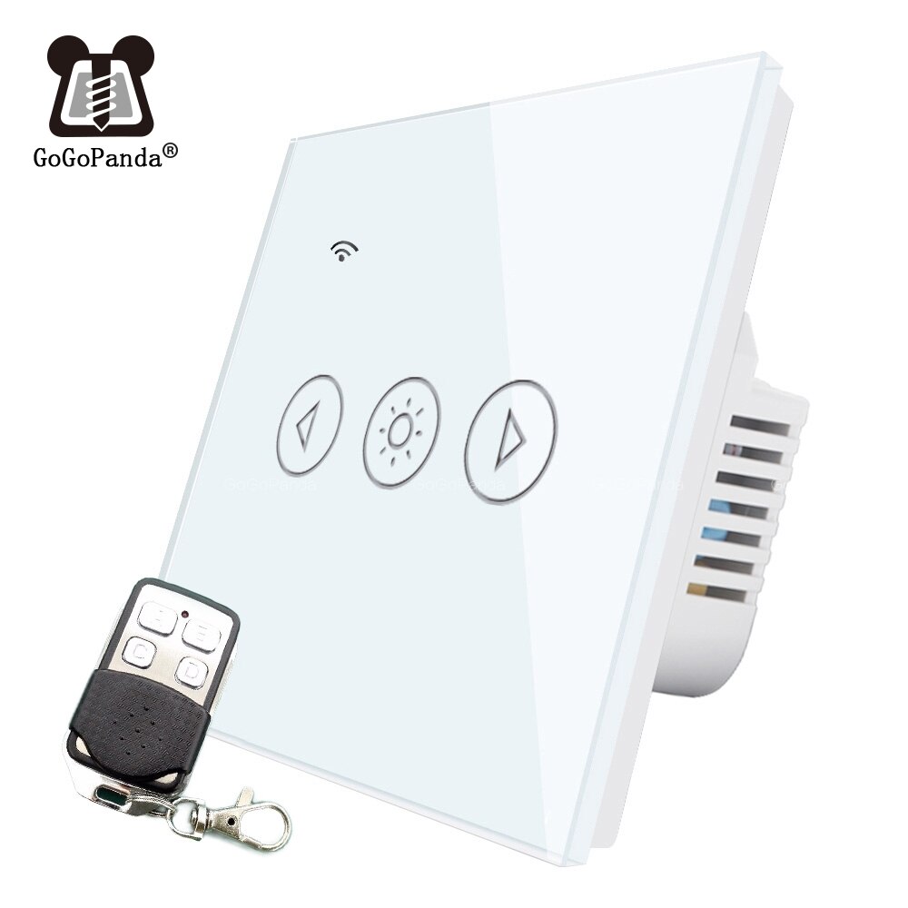 Eu standard lysdæmper fjernbetjening wifi app kontrol touch switch smart automatiseringsafbryder 220v tuya telefon til / fra lysere mørkere: Hvid med fjernbetjening