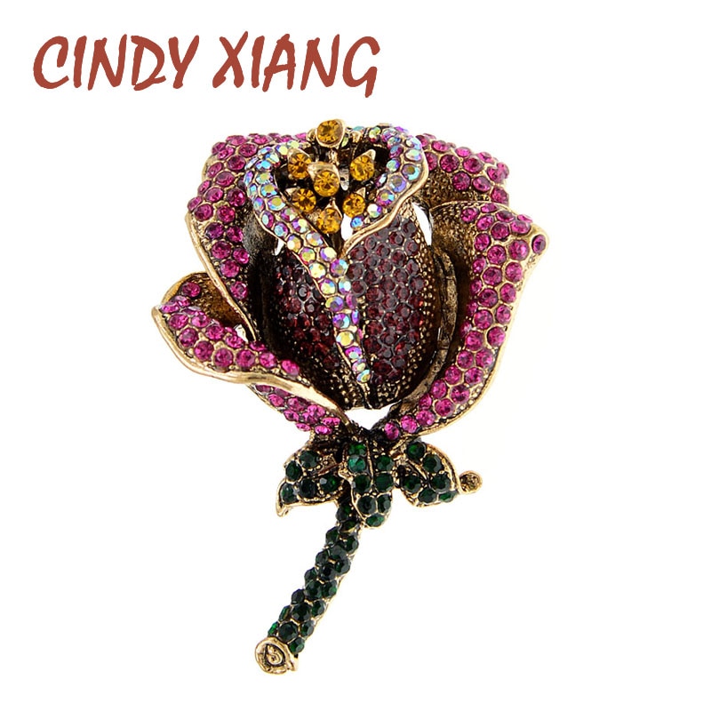 CINDY XIANG Large Flower Rhinestone Brooches For Women Vintage Brooch Pin Winter Coat Accessories