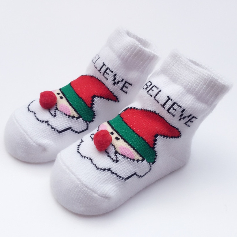 calcetines de bebé de Navidad para niños, calcetines de Papá Noel para niñas y niños