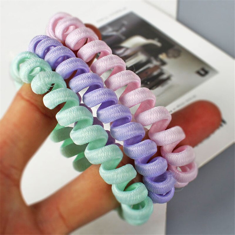 Hoge Elasticiteit Telefoon Spoel Haarbanden Vrouwen Spiraal Haar Banden Meisjes Haar Ringen Touw Effen Kleur Haar Accessoires