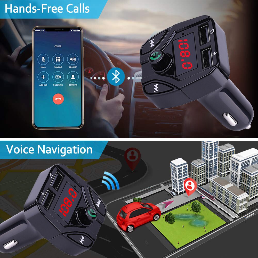 Bluetooth A2DP Handsfree Car Kit Draadloze Fm-zender 3.1A Quick Charge Dual USB Charger LCD TF Card Auto MP3 Speler modulator