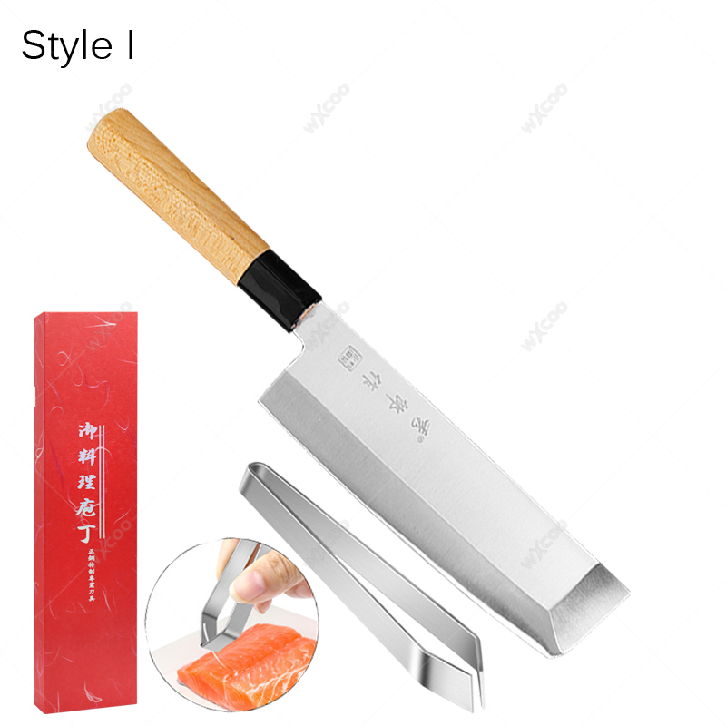 Faca de chef japonesa profissional, faca de sashimi de salmão, lâmina espessada, facas de cozinha de aço inoxidável, clipe de espinha de peixe: TRANSPARENT