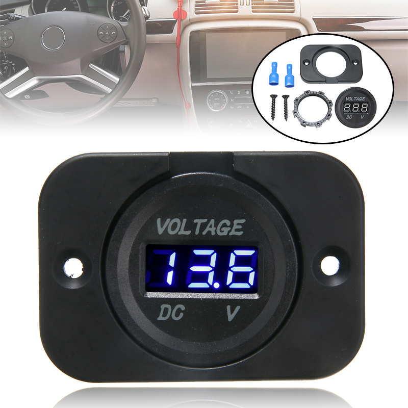 1 stücke DC 12V-24V Blau LED Digital Voltmeter Tafel Auto Motorrad Spannung Meter Anzeige Elektrische Spannung Meter Volt Tester