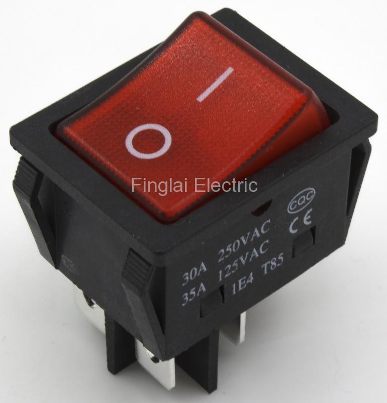 Kcd 4-201n-3 perforeret 30 x 22 mm 30a 4 pin til - fra båd vippekontakt kcd 4 serie afbryder med 220v lys: Rød
