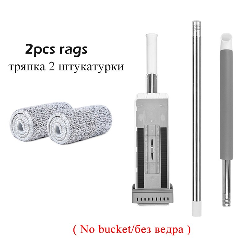 Serpillière en bois pliable avec seau, essoreur automatique, outil de nettoyage ménager: 2pcs mop rags