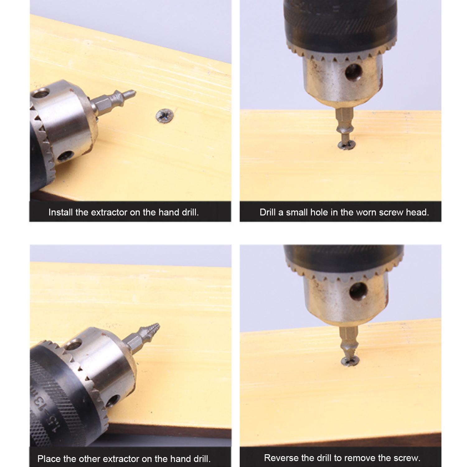 6PCS Double-head Damaged Screw Extractor Drill Bits Kit Removing Stripped Broken Rusted Unscrew High Strength Demolition Tool