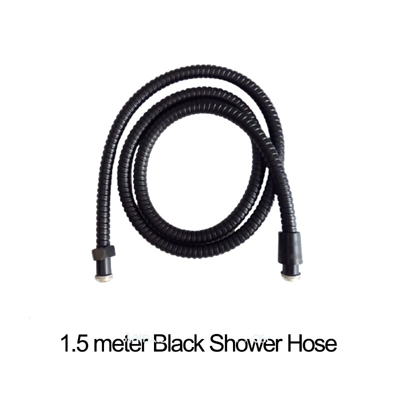Zhangji Badkamer Douchekop Slang Houder Set 1.5M Chrome Plated 2 Meter Commen Pijp Met Geen Boor Beugel Douche hoofd Accessoire: 1.5 meter black