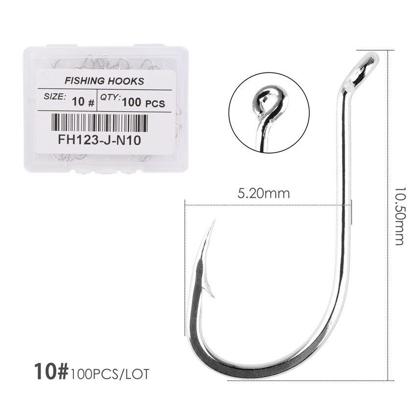 100pcs/ Box Octopus Fishing Hooks High Carbon Chmical Sharpen Barbed Circle Hook Tackle Set 5C Point Hardness Supplier Fishhooks