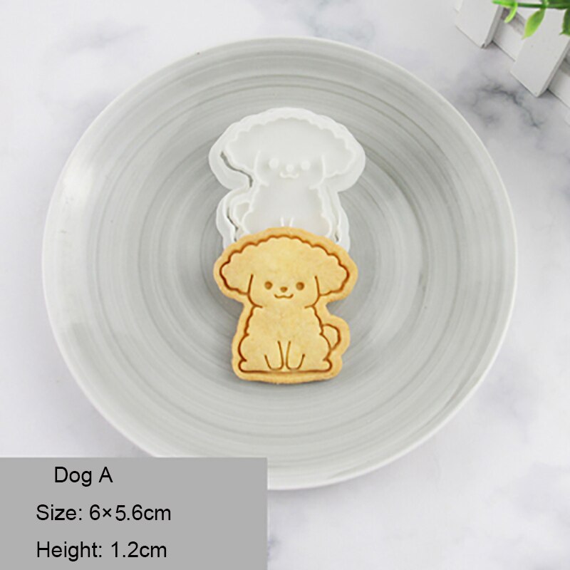 1Pc Hond Cookie Cutters Biscuit Mold Vorm 3D Cookie Plunger Cutter Cartoon Cookie Embosser Mold Fondant Icing Biscuit Snijden sterven: A