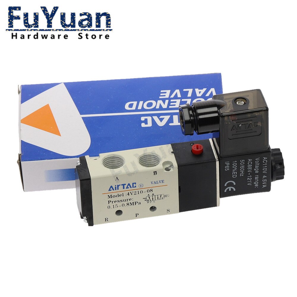 Pneumatic Electric Solenoid Valve 5 Way 2 Position Control Air Gas Magnetic Valve 12V 24V 220V Coil Volt 4mm-12mm Hose Fittings