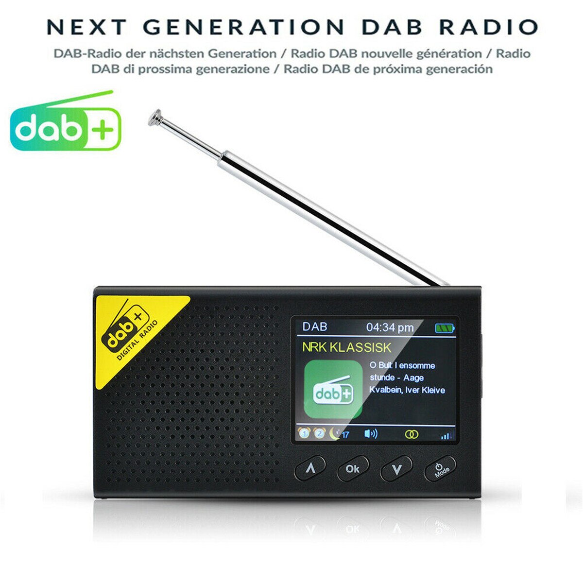 Draagbare Dab Radio Dab + Ontvanger Draagbare Digitale Dab Fm Stereo Radio Receptor Met 2.4 Inch Tft-scherm Bluetooth Alarm klok