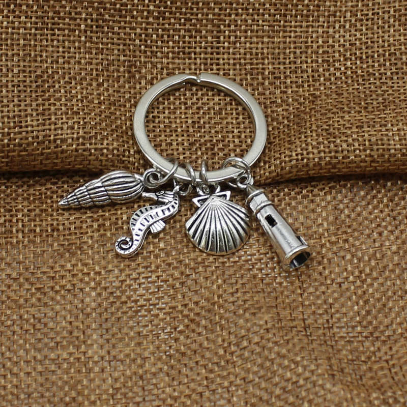 Glamour Strand Stijl Sleutelhanger Vis Anker Vuurtoren Shell Seahorse Charm Sleutelhanger Sieraden: 02