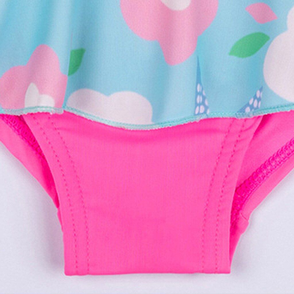 2pc Swimsuit Set for Girls Set Kids Long Sleeve Ruffle Floral Print Patchwork Bikini Beachwear Cute Bathing Children's Swimsuit