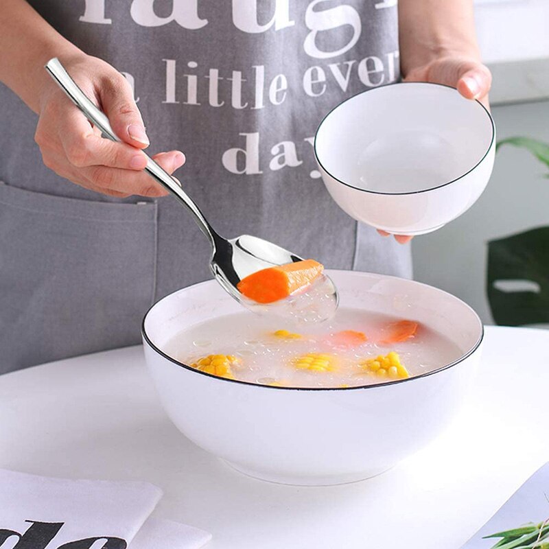 8PCS 304 Stainless Steel Serving Spoon Set for Catering, Large Serving Utensils Buffet Spoons Restaurant Supplies