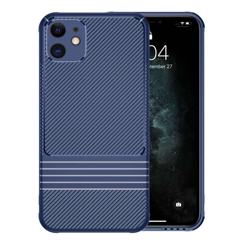 Iphone 11 Mobiele Telefoon Shell Siliconen Soft Shell Apple 11 Pro Max Carbon Fiber Anti-Val Tpu Beschermende mouw: 11Pro Max  blue