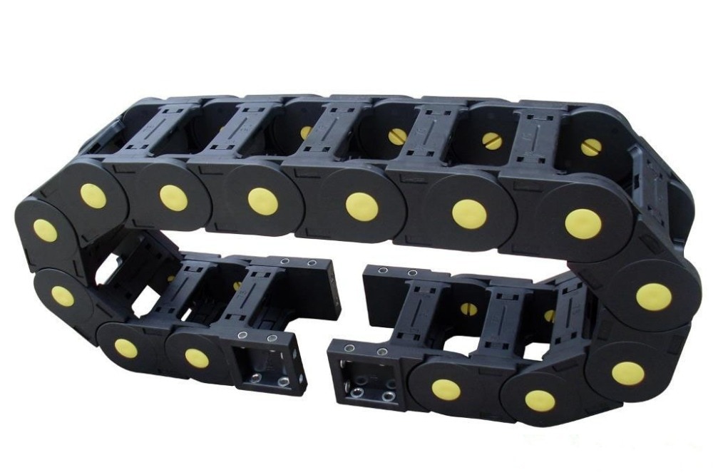 25 x 57mm Cable drag chain wire carrier drag link with end connectors plastic towline for CNC Router Machine Tools 1000mm