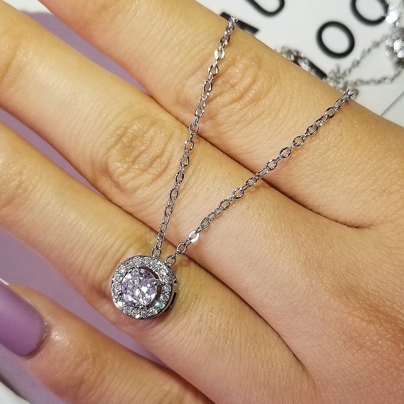 luxe rond solide 925 en argent sterling collier pour femmes dame anniversaire bijoux noël X5552