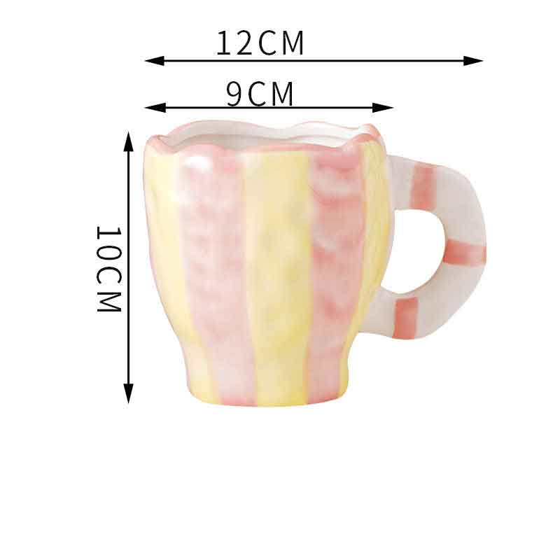 Hand Painted Cloud Coffee Cup and Saucer Handmade Irregular Ceramic Cup With Saucer Tulip Flower Tea Milk Mug Tableware: D