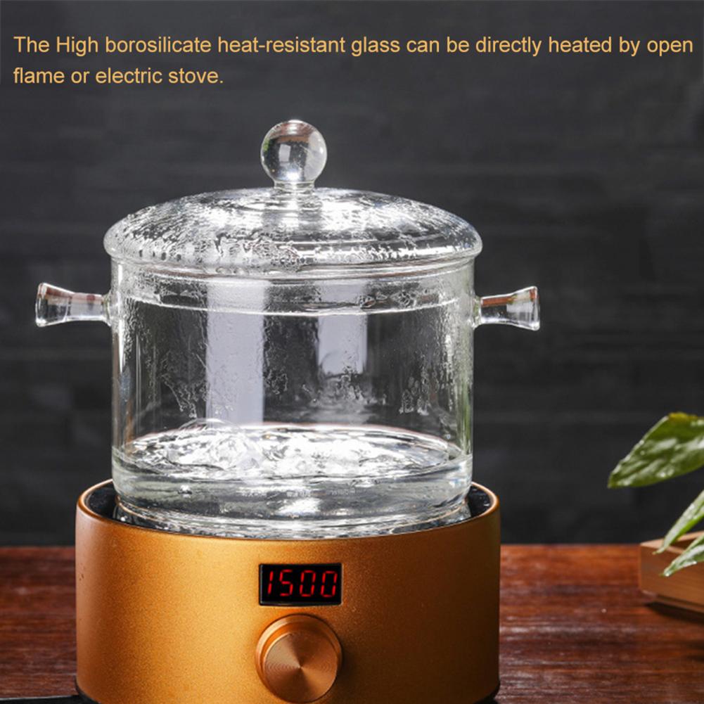 Panela de cozimento de vidro de borosilicato alto 1300ml panela de cozimento de vidro durável bonito fogão de vidro