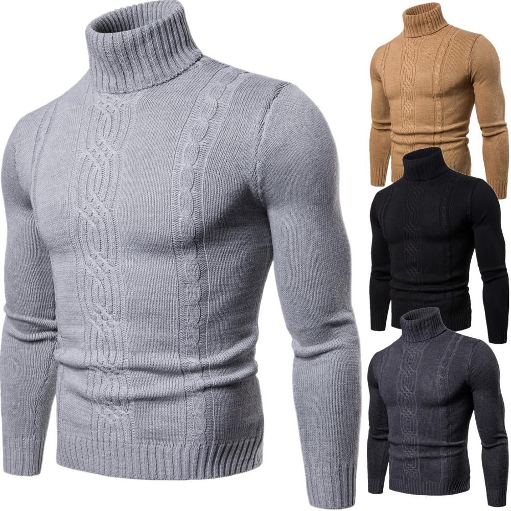 Herfst Winter Warmte Coltrui Mannen Hoge Revers Trui Dieptepunt Shirt Jacquard Gebreide Trui Mannen XY019