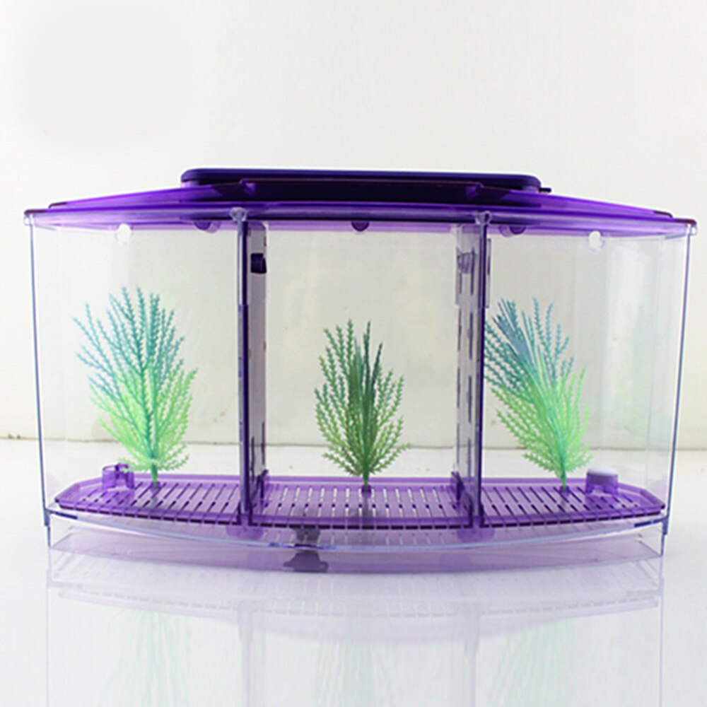 1 pc Aquarium Acrylic Fighting Fish Box Tank BettaTankThree Grid Fish Supplies Accessries