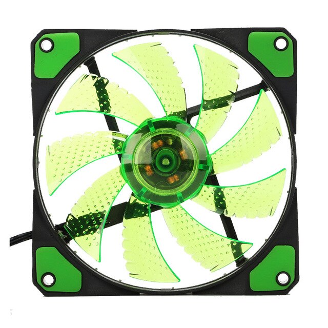 120mm LED Ultra Silent Computer PC Case Fan 15 LEDs 12V Cpu Heatsink Cooler master Cooling Fan DC 12V 4P 3P Connector: green