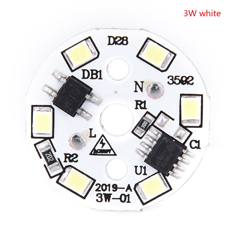 220V LED Bulb Patch Lamp SMD Plate Circular Module Light Source Plate For Bulb Light: 3w white