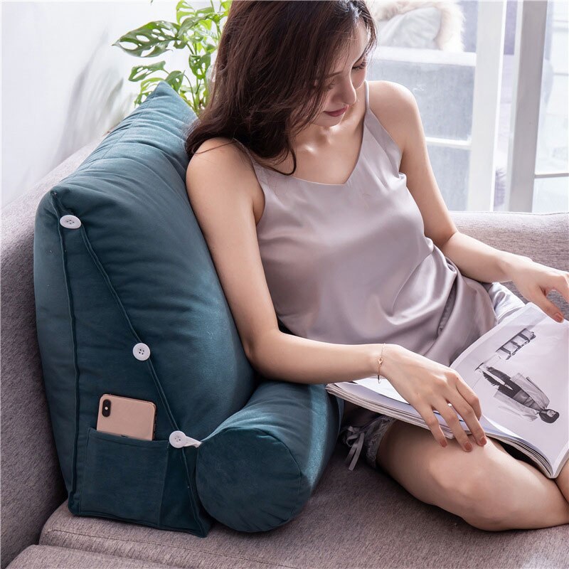 Triangle Body Pillow for Reading &amp; Bed Rest Sofa Waist Cushion Solid Color Wedge Backrest Pillow Back Cushion Headboard Pillow
