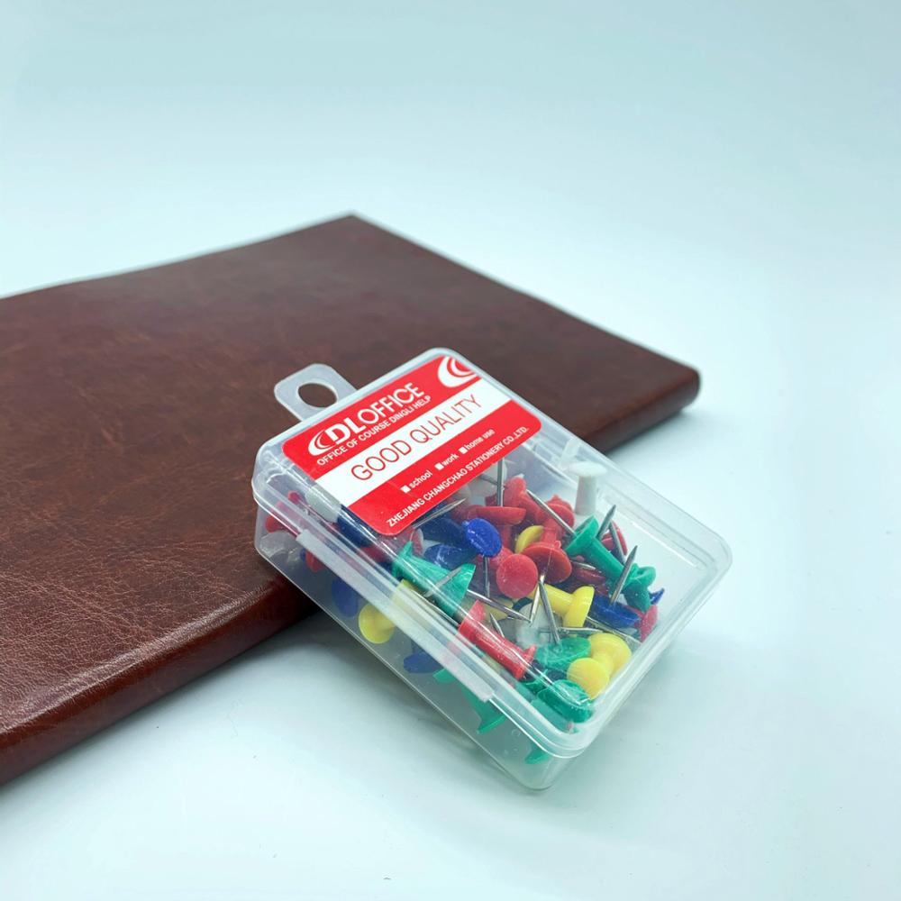 50 Pcs/Box Map Tacks Push Pins Plastic Head with Steel,Paining Wall Studs Thumbtack Office School Supply