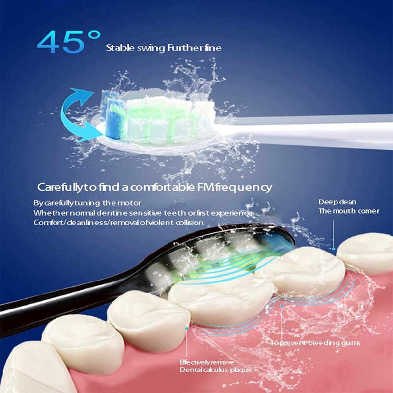Electric Toothbrush Household Whitening IPX7 Waterproof Toothbrushes Fast Rechargeable Ultrasonic Toothbrush