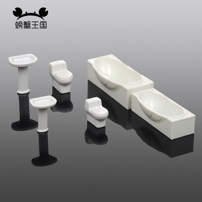 3pcs/set 1:25 1:30 Bathroom Furniture Dollhouse Closestool Bathtub Wash Basin Model Set Toy Dollhouse Miniature