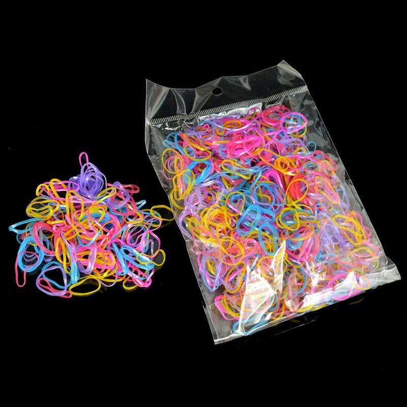 500Pcs 2cm Elastiekjes Wegwerp Haarband Touw Elastische Briefpapier Houder Band School Kantoor Bruiloft Vlechten Kapsel Levert