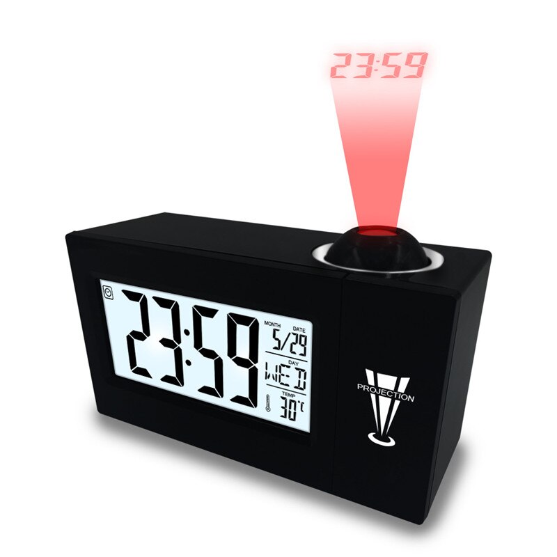 Led USB Projection Alarm Clock Digital Date Snooze Function Backlight Projector Calendar Desk Table Led Clock With Time: Style C Black
