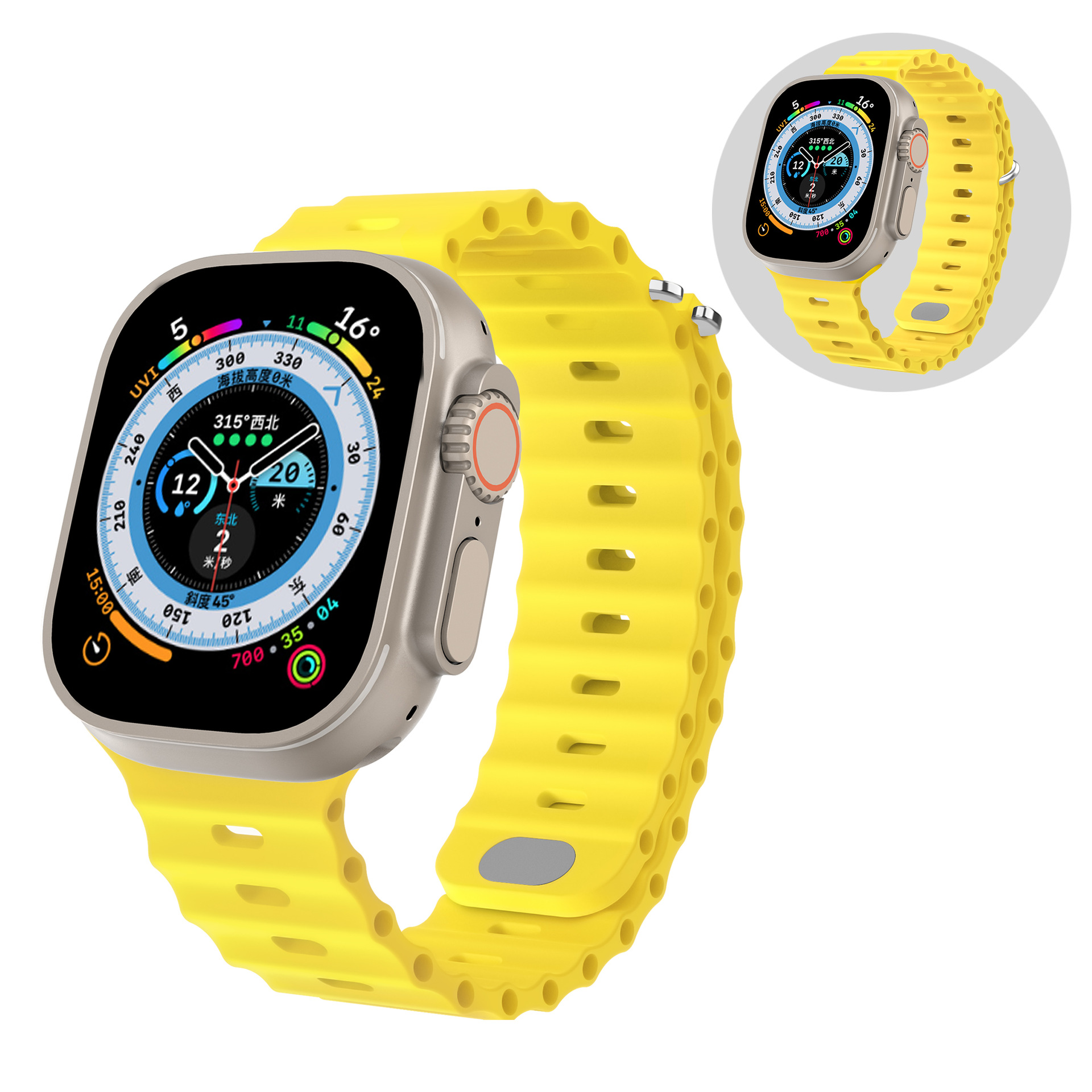 Strap For Apple Watch Band 49mm 44mm 45mm 41mm 40mm 38mm 42mm SE 6 5 4 3 Silicone Sport Ocean Bracelet iWatch Series ultra 8 7