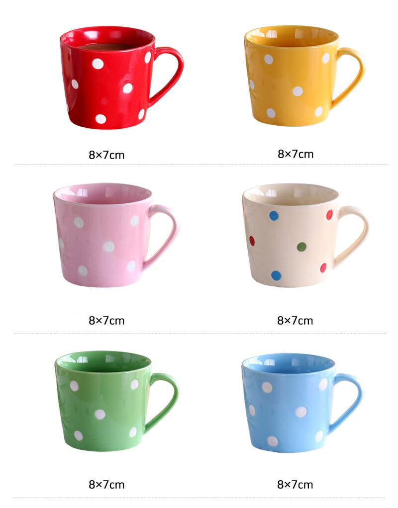 Bästsäljande prickig kopp söt keramisk kopp mugg personlighetstrend kopp hushållsmjölk frukost kaffekopp