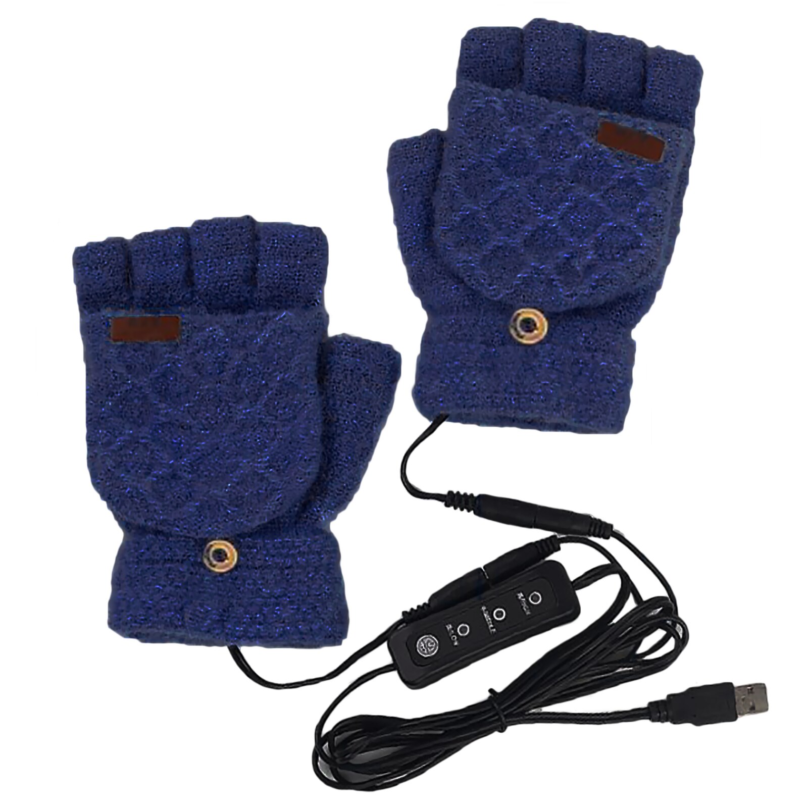 Breathable USB Heated Gloves Winter Heated Gloves Men and Women Warm Knitting Gloves For Home Office Use: Deep Blue
