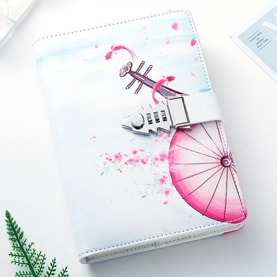 Creativiteit Drie Cijfers Wachtwoord Kantoor School Notebook 112 Sheets Met Lock Code Dikke Notepad Agenda Briefpapier Meisje: D