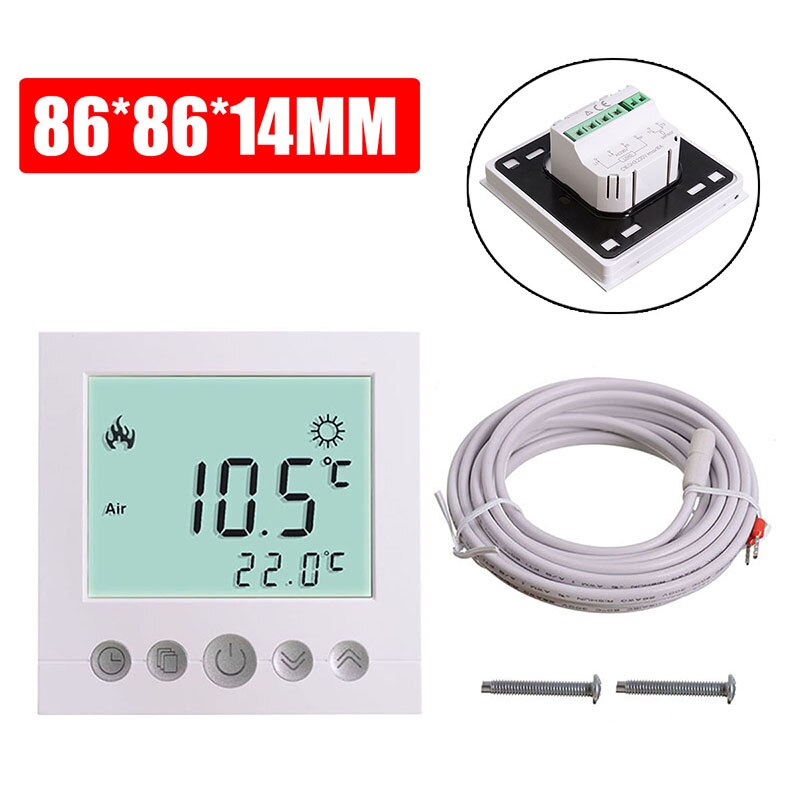 LCD Digital Room Thermostat Floor Sensor Thermostat Underfloor Heating White Floor Heating Systems