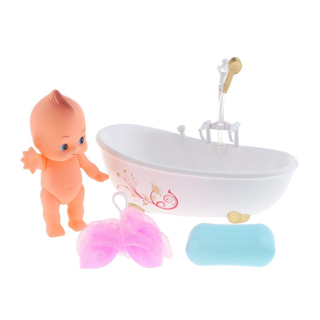 6Pcs Pop Baden Set Voor Kids Pretend Play Echt Werkende Bad Met Douche