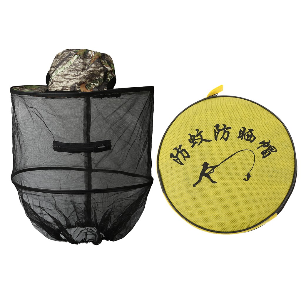 Foldable Insect Mosquito Bug Resistance Net Mesh Fish Cap Sun Hat Head Face Protector Camouflage