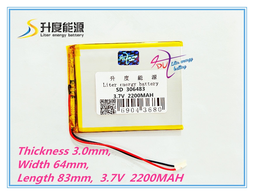 Grootte 306585 3.7 V 2200 mah 306483 lithium-polymeer Batterij met Bescherming Boord Voor MP4 GPS Digitaal