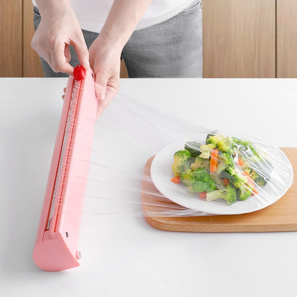 Eten Wrap Dispenser Cutter Keuken Tool Folie Vershoudfolie Wrap Dispenser Plastic Sharp Cutter Opslag Houder Keuken Tool