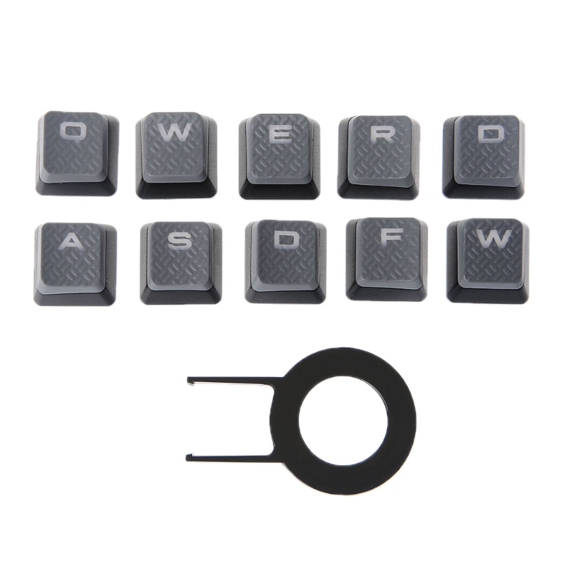 10 piezas de teclas retroiluminadas Rojas/grises, teclas de teclado mecánico Corsair K70 K65 K95 G710 RGB STRAFE: Grey