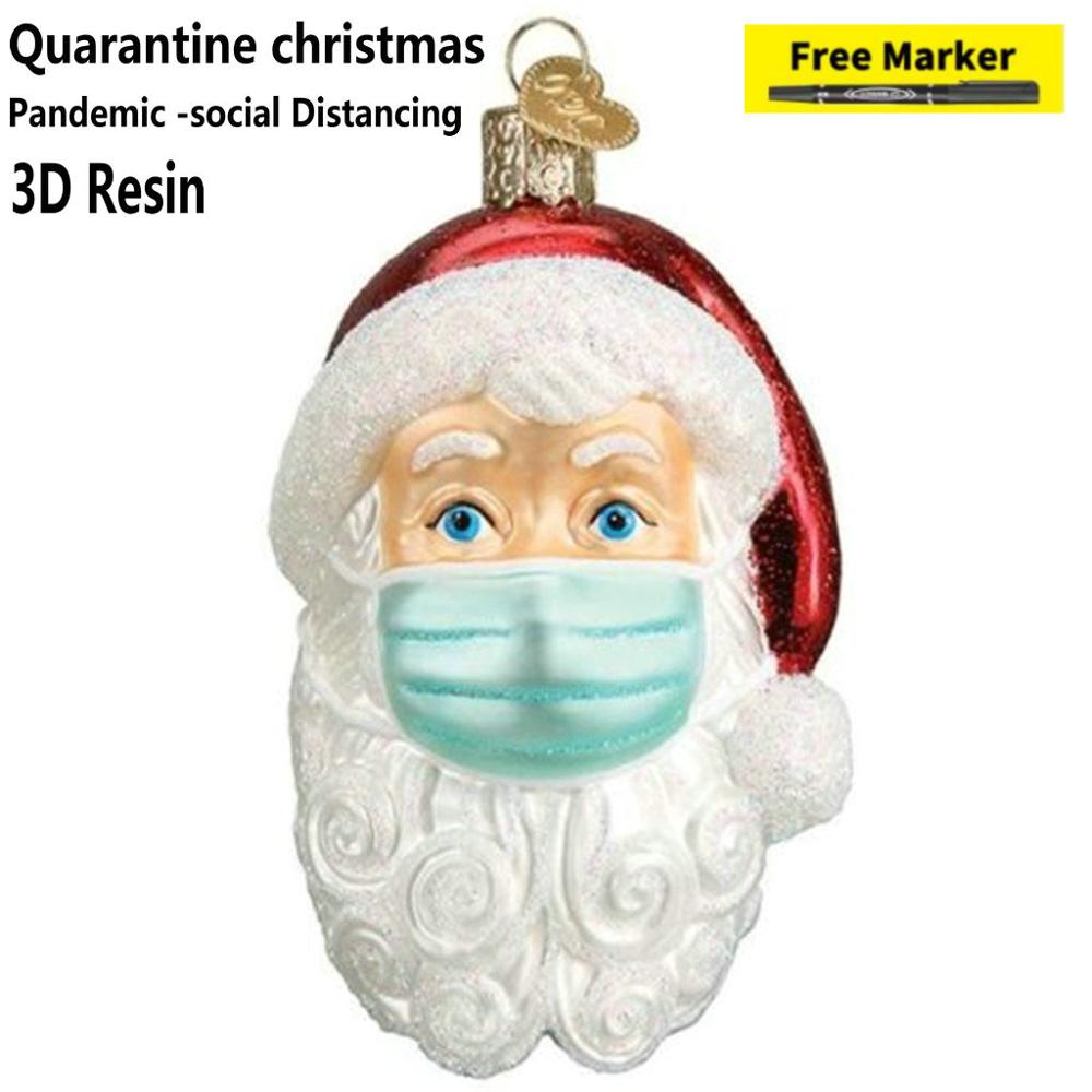 Quarantine Christmas Ornament Family Party Santa Claus Pendants Xmas Decoration Tree Pandemic -Social Distancing