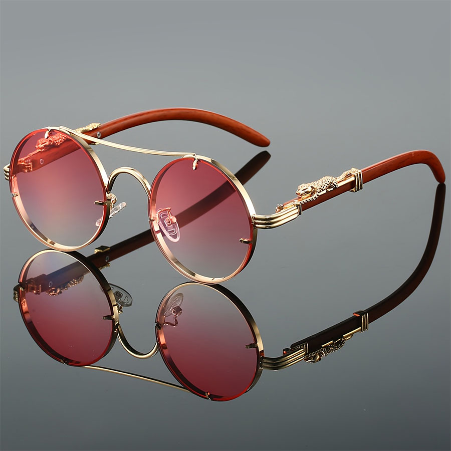 Kammpt vintage redondo óculos de sol masculino moda ponte dupla multicolorido tons feminino retro na moda marca luxo design óculos de sol: Preto