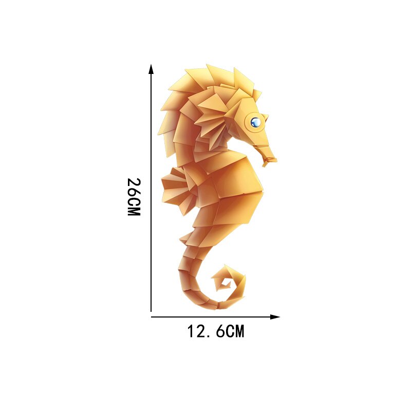 Yoja 12.6 × 26Cm Golden Zeepaardje Cartoon Muurstickers Persoonlijkheid Thuis Badkamer Wc Decoratie T1-2828