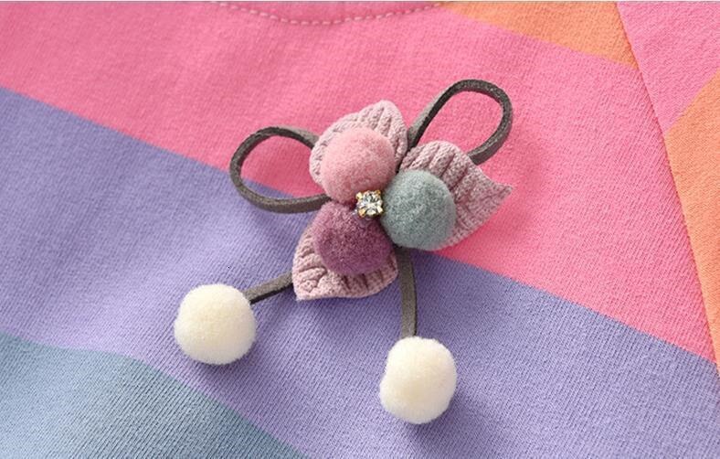 2020 dziewczęta wiosenne i jesienne sukienki dziecięce z długim rękawem w paski kolorowe tęczowe sukienki księżniczka śliczna sukienka dla dzieci